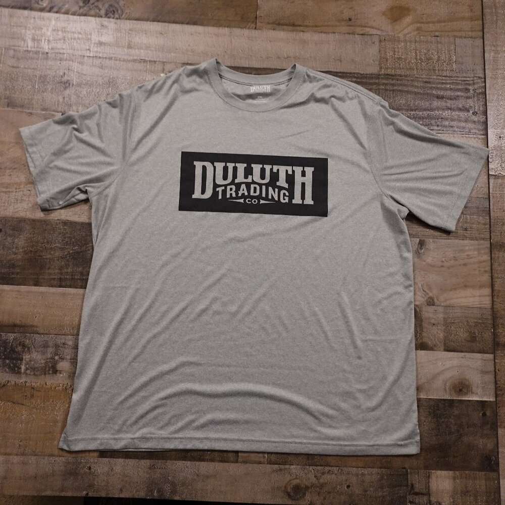 Duluth Trading Wickety Split Standard Fit Short Sleeve Logo Tee Men's 2XL Gray